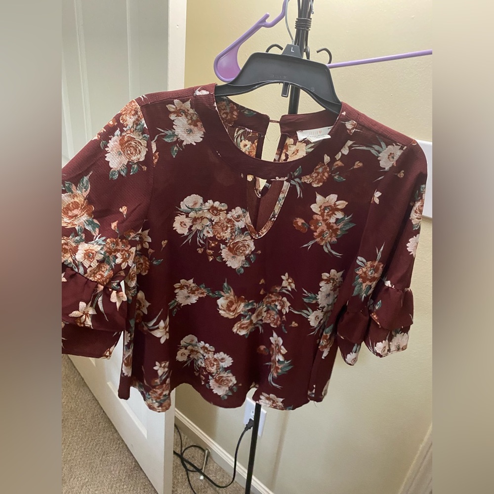 Red flower blouse